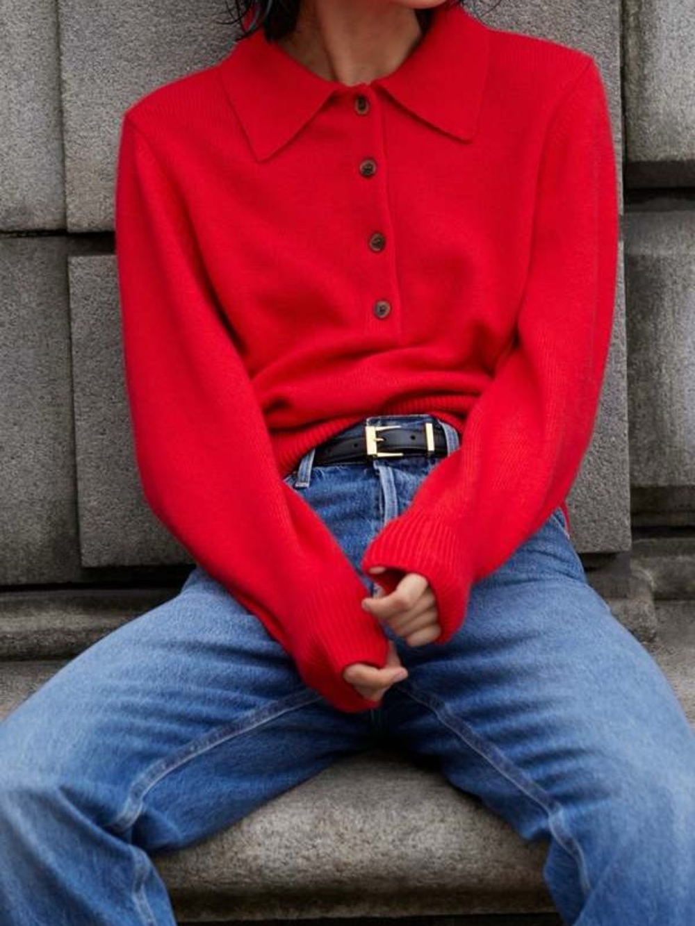 SOLD OUT NYC Cherry Cashmere Polo Sweater Size S – Like New